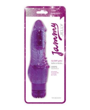 VIBRATORE JAMMY JELLY GLOWY GLITTER PURPLE