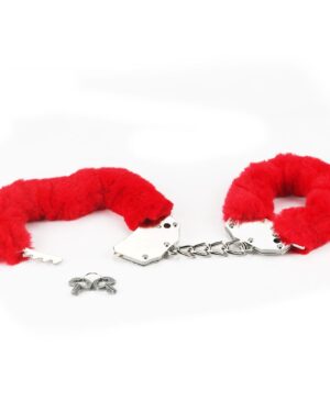 Red Fetish Pleasure Fluffy Handcuffs - 7100367a