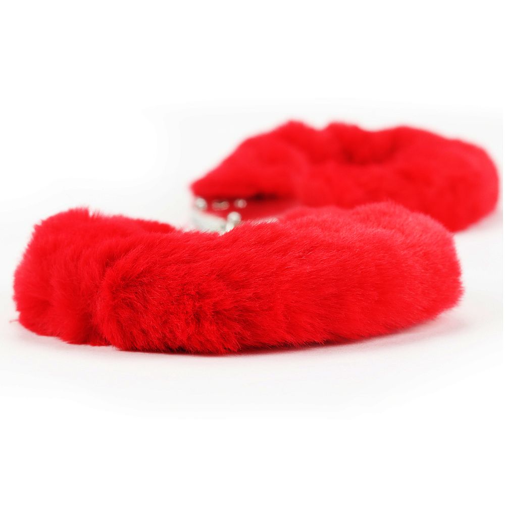 Red Fetish Pleasure Fluffy Handcuffs - 7100367b