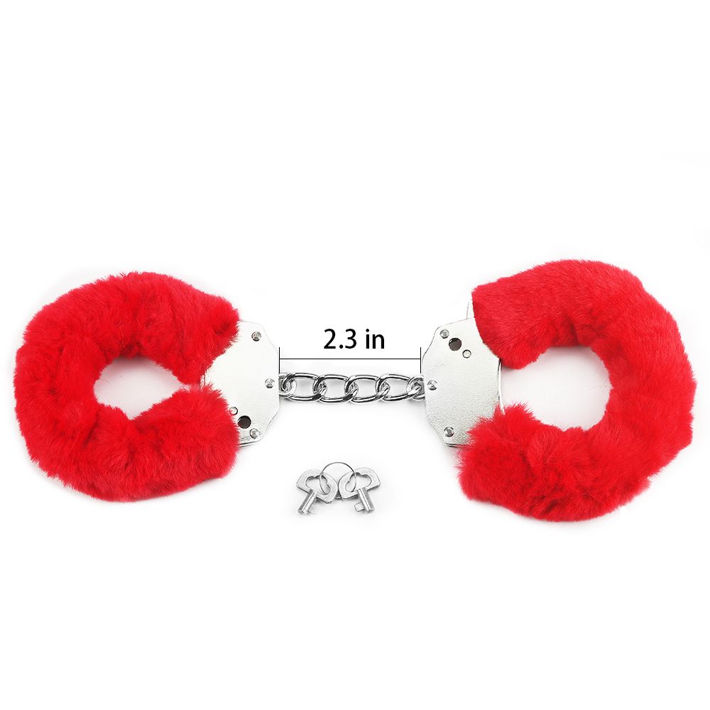 Red Fetish Pleasure Fluffy Handcuffs - 7100367c